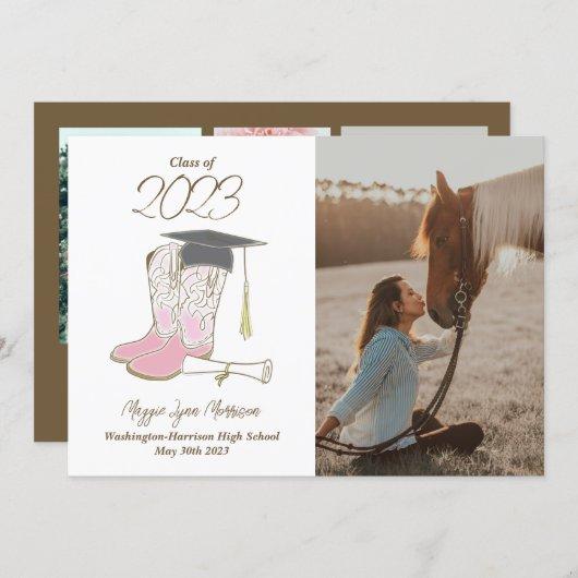 Cowgirl Country Photo Graduation Announcement Pink
