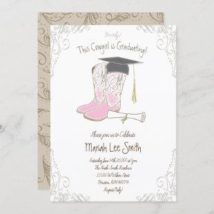 Cowgirl Country Western Graduation Party Invitation