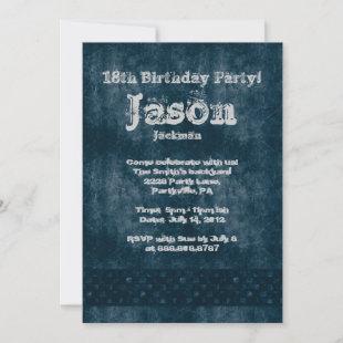 Cracked Grunge Denim Birthday Party Invitation