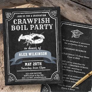 Crawfish Boil Chalkboard Black Graduation Party   Invitation