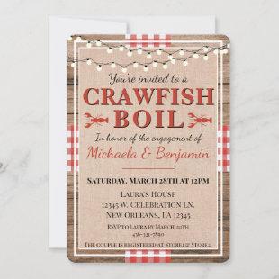 Crawfish Boil Couples Engagement Party Rustic Invitation