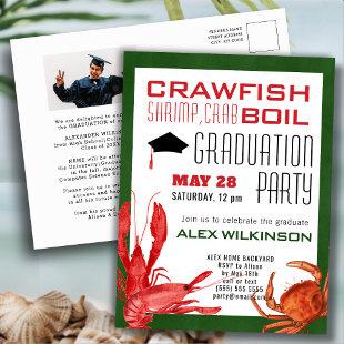 Crawfish Boil GRAD Photo Seafood Party Invitation Postcard
