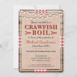 Crawfish Boil Graduation Rustic Party Invitation