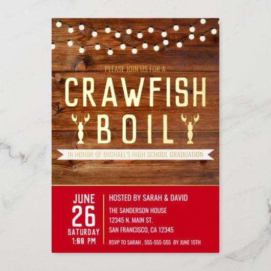 Crawfish Boil Graduation Seafood Party Foil Invitation