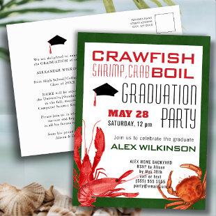Crawfish Boil Graduation Seafood Party Invitation Postcard