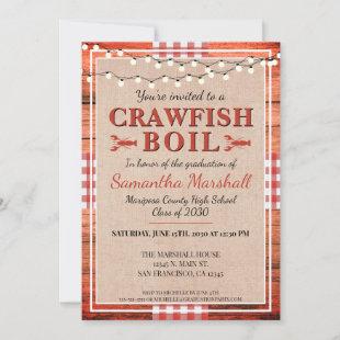Crawfish Boil Lobster Graduation Party Rustic Invitation