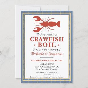 Crawfish Boil Lobster Party Blue Engagement Invitation