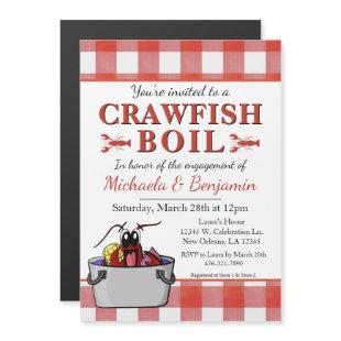 Crawfish Boil Lobster Party Engagement Red Picnic Magnetic Invitation
