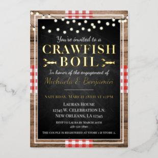 Crawfish Boil Lobster Rustic Engagement Party Foil Invitation