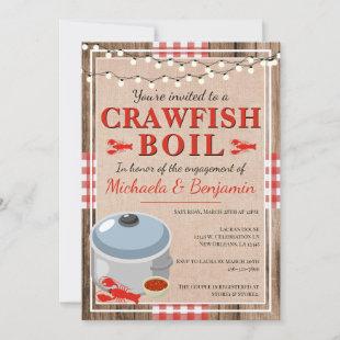 Crawfish Boil Lobster Rustic Engagement Party Invitation
