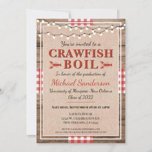 Crawfish Boil Lobster Rustic Graduation Party  Invitation