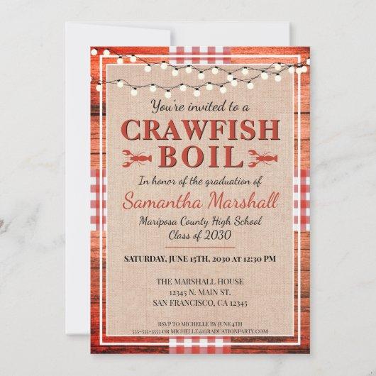 Crawfish Boil Rustic School Graduation Party Invitation