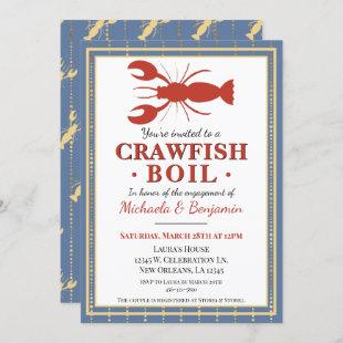 Crawfish Boil Seafood Blue Engagement Party Invitation