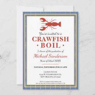 Crawfish Boil Seafood Blue Graduation Party Invitation