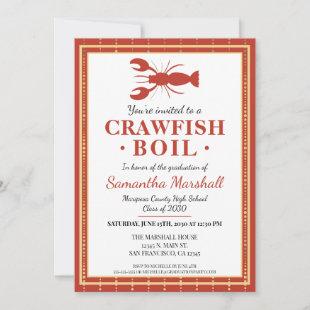 Crawfish Boil Seafood Red School Graduation Party Invitation