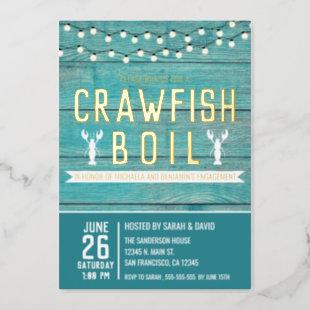 Crawfish Boil Special Event Blue Engagement Party Foil Invitation