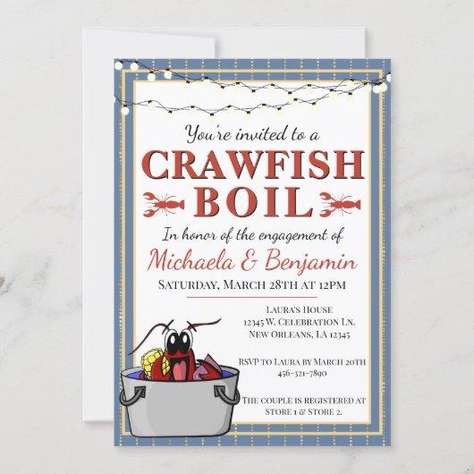 Crawfish Boil Special Event Engagement Blue Gold Invitation