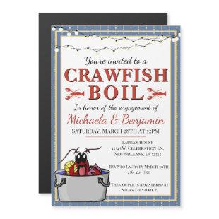 Crawfish Boil Special Event Engagement Blue Gold Magnetic Invitation