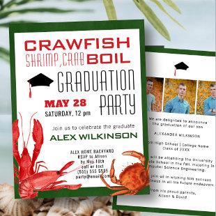 Crawfish Seafood Boil 3 Photo Graduation Party  Invitation