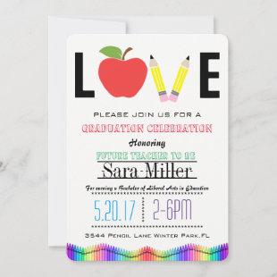 Crayola Rainbow Teacher Graduation Invitation