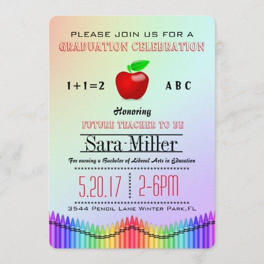 Crayon & Apple Teacher Graduation Invitation