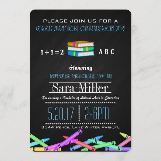 Crayon & Books Teacher Graduation Invitation