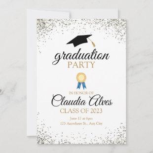 Cream and Black Elegant Graduation Party Invitation