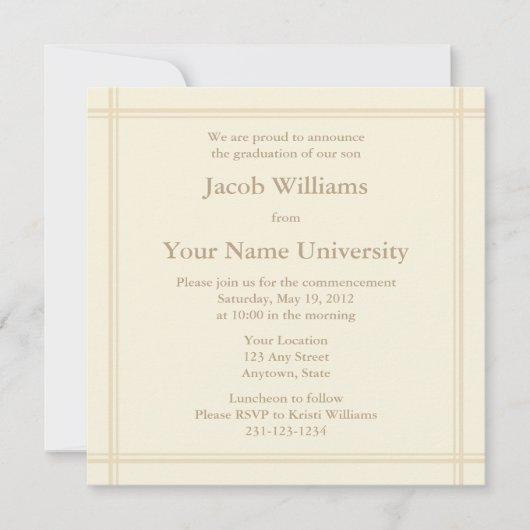 Cream Square Graduation Invitation or Announcement