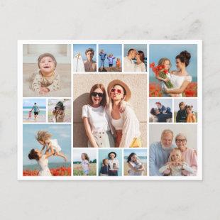 Create Your Own 15 Photo Collage Editable Color Postcard