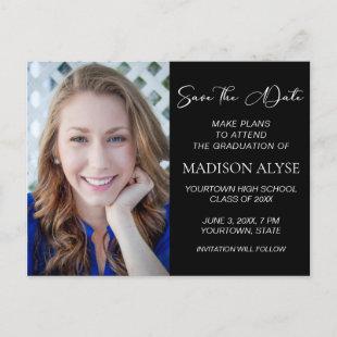 Create Your Own Black Photo Graduation Save Date A Announcement Postcard