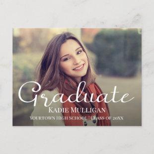 Create your Own Elegant Script Graduation Photo Announcement Postcard