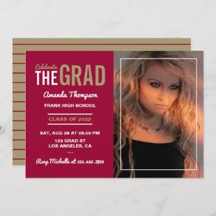Crimson and Gold Graduation Party Invitation