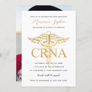CRNA Nurse Graduation Party Announcement Gold