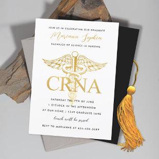 CRNA Nurse Graduation Party Announcement Gold
