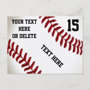 Custom Baseball Postcards with 4 Text Boxes
