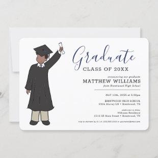 Custom Boy Avatar | High School Graduation Invitation
