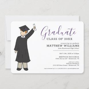 Custom Boy Avatar | High School Graduation Invitation