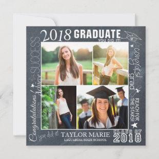 Custom Chalk Graduation 2018 Photo Invitation