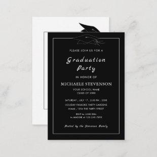 Custom Colors Black White Graduation Invitation