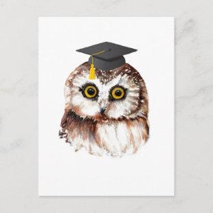 Custom Cute Graduating Owl Announcement Postcard