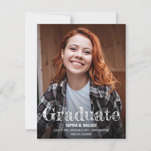 Custom Graduate Photo Chalk Typography College Announcement