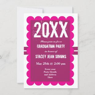 Custom Graduation Party Invitations Hot Pink