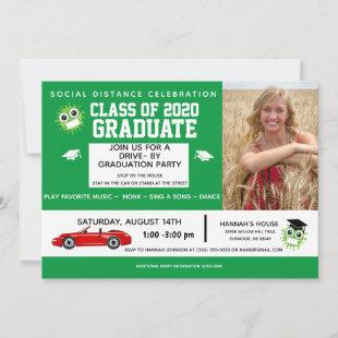 Custom Green Graduation Drive Graduation Announcement