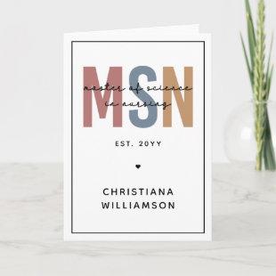 Custom MSN Master of Science in Nursing Graduation Card