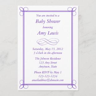 Custom Purple Baby Shower Invitation