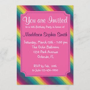 Custom Rainbow Birthday Invites