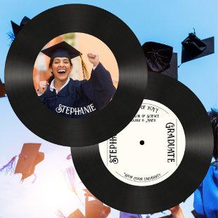 Custom Retro Faux Vinyl Record Music Graduation  Announcement