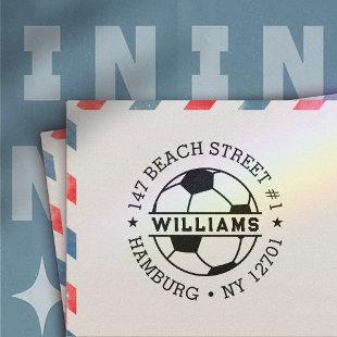 Custom Return Soccer Family Address Self-inking Stamp