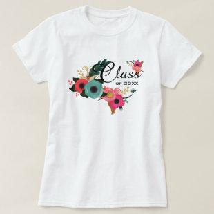 Custom Year Floral Painting Graduation  T-Shirt