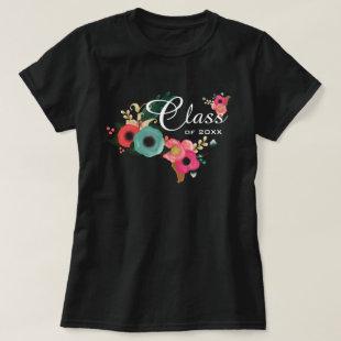 Custom Year Modern Floral Graduation  T-Shirt